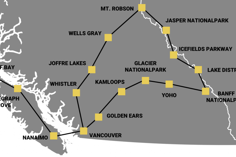 Karte Wohnmobil Rundreise Kanada Route
