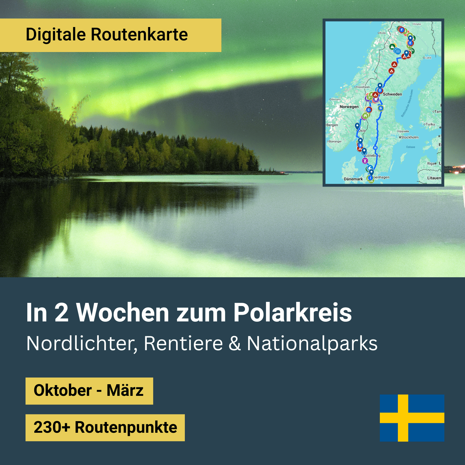 Digitale Route_2 Wochen Nordlichter, Rentiere und Polarkreis Thumbnail