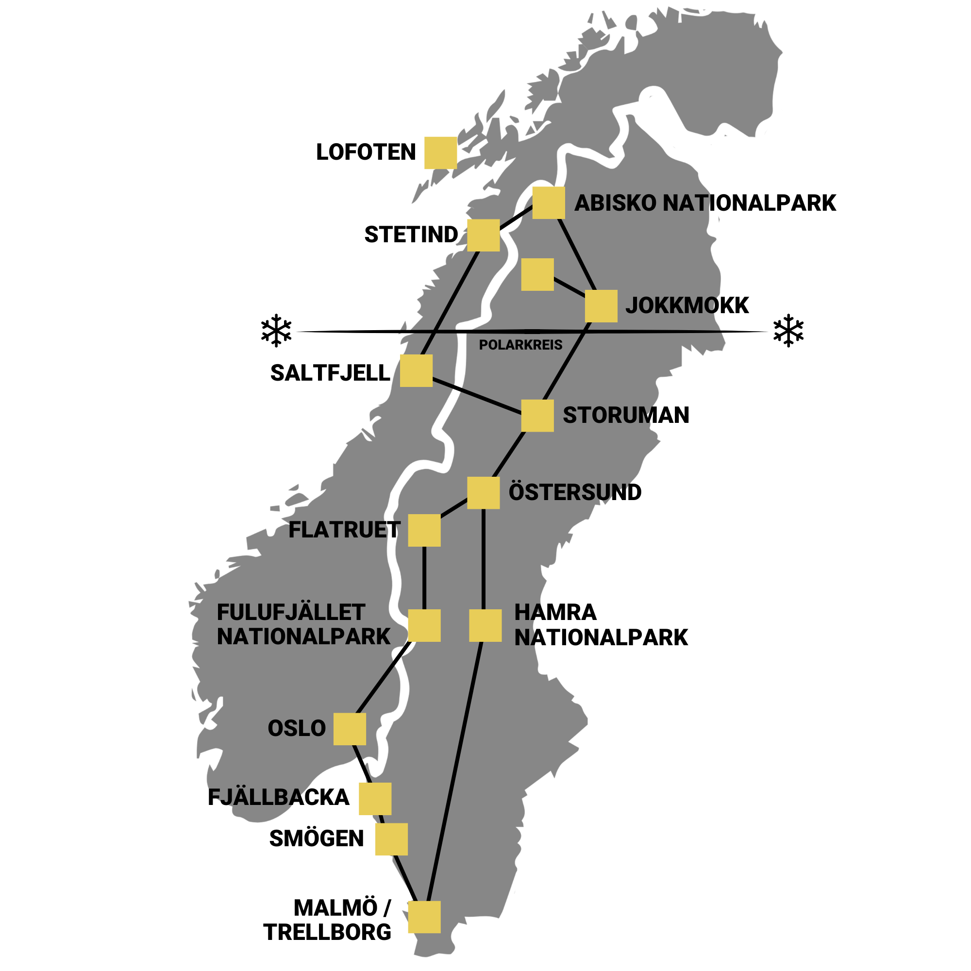 Polarkreis-Route durch Norwegen & Schweden: 4 Wochen Nordlichter und Fjäll-Landschaften im Herbst & Winter