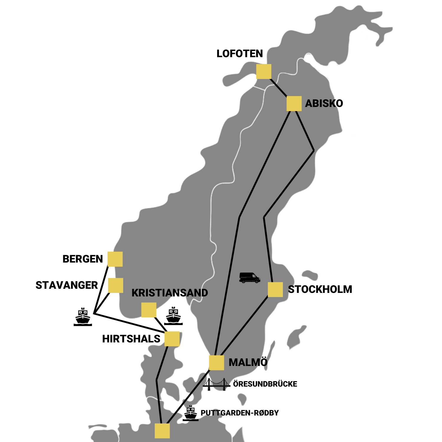 Norwegen Anreise Karte Übersicht