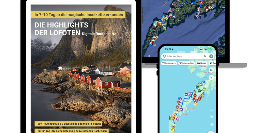 Digitale Routenkarte_7-10 Tage die Highlights der Lofoten entdecken_Mockup NEU